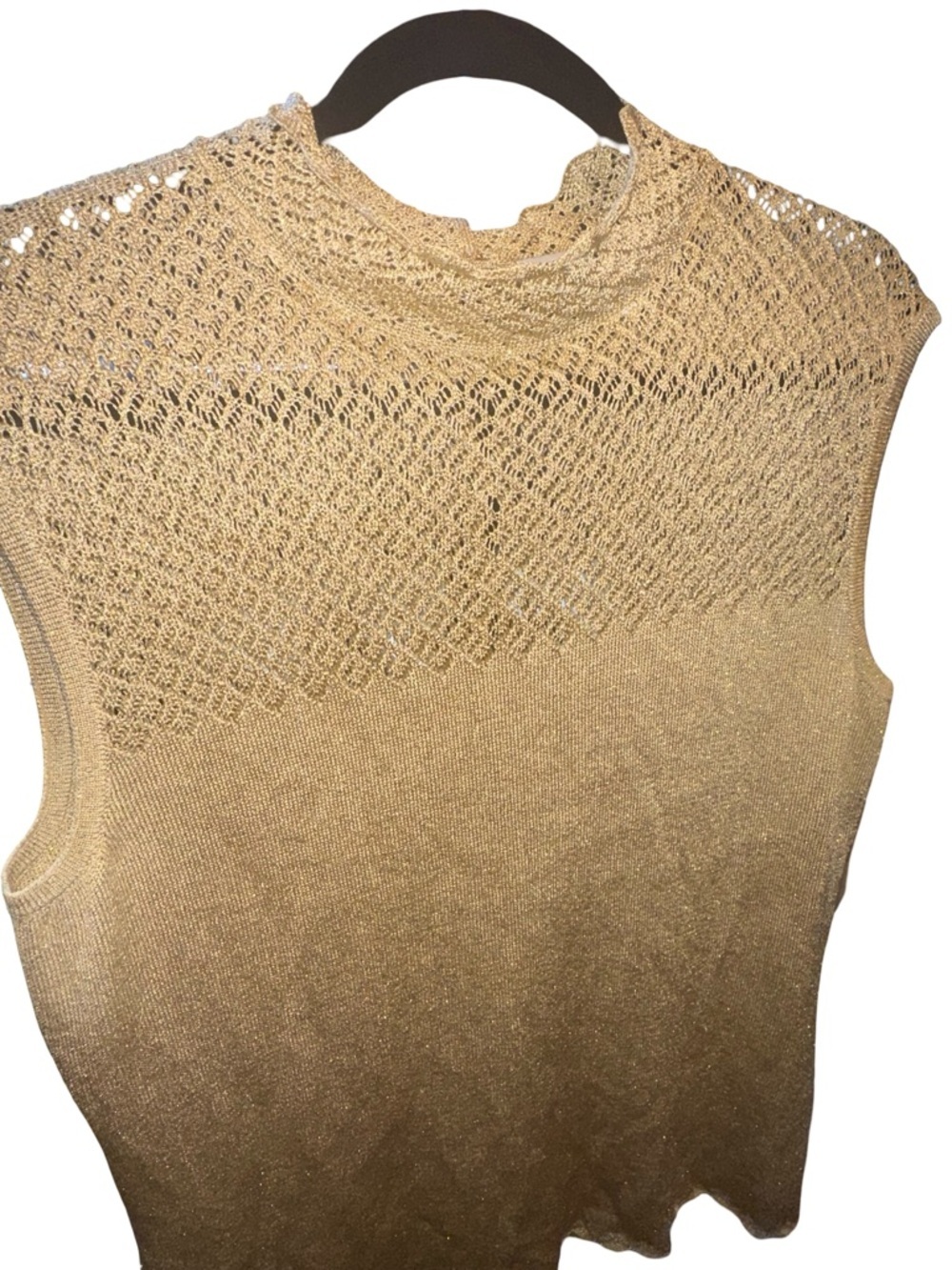 St. John Collection Metallic Gold Crochet knit size Large